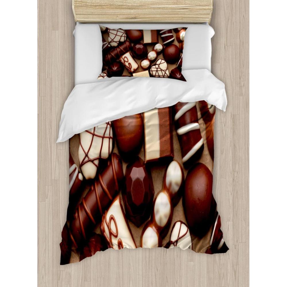 imageAmbesonne You and Me Duvet Cover Sets Romantic Couple Lovers in a Heart Shape with Love Words Valentines Bedding Set with 2 Duvet Covers amp 4 Pillowcases 2 Pack King Size Pale Pink Mauve TaupeDark Brown Ivory