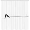 Ambesonne Bird on a Wire Shower Curtain, Minimal Contemporary Love Themed Art with Romantic Dove Silhouettes, Cloth Fabric Bathroom Decor Set with Hooks, 69″ W x 70″ L, Charcoal Grey White