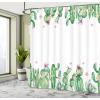 Ambesonne Cactus Shower Curtain, Mexico Style Romantic Tender Blossoms and Barren Heath Natural Vegetation, Cloth Fabric Bathroom Decor Set with Hooks, 69″ W x 75″ L, Green Coral Lavender