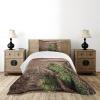Ambesonne Cartoon Airplane Bedspread Set, Cloudy Atmosphere Sky Scenario Plane Pattern with Cold Tones Art, 3 Piece Decorative Bedding Coverlet and 2 Pillow Shams, Twin Size, Dark Blue White Blue(Fern Green)