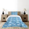 Ambesonne Cartoon Airplane Bedspread Set, Cloudy Atmosphere Sky Scenario Plane Pattern with Cold Tones Art, 3 Piece Decorative Bedding Coverlet and 2 Pillow Shams, Twin Size, Dark Blue White Blue(Dark Blue White Blue)