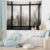 Ambesonne City Tapestry, Philadelphia City Rooftop View Through Window Skyline Landmark Rooftop Travel, Wide Wall Hanging for Bedroom Living Room Dorm, 60″ X 40″, Grey Black