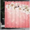 Ambesonne Coral Shower Curtain, Blossoming Tree Branch Japanese Cherry Sakura Fresh Spring Garden Romantic, Cloth Fabric Bathroom Decor Set with Hooks, 69″ W x 70″ L, Coral Green White