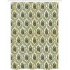 Ambesonne Damask Stall Shower Curtain, Vintage Style Floral Pattern Abstract Romantic Bouquet Greenery Artwork Print, Fabric Bathroom Decor Set with Hooks, 54″ W x 78″ L, Beige Green