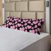 Ambesonne Diamonds Body Pillow Case Cover with Zipper, Romantic Pink Heart Stones on Black Background Valentines Day Theme, Decorative Accent Long Pillowcase, 21″ x 54″, Pale Pink Black