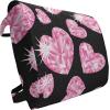 Ambesonne Diamonds Travel Pillow Neck Rest, Romantic Pink Heart Stones on Black Background Valentines Day Theme, Memory Foam Traveling Accessory for Airplane and Car, 12″, Pale Pink Black(Pale Pink Black)