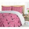 Ambesonne Eiffel Duvet Cover Set, Valentines Day Inspired Pattern with France Paris Oh La La Texts Heart Shapes, Decorative 3 Piece Bedding Set with 2 Pillow Shams, Queen Size, Pink White Black