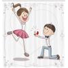 Ambesonne Engagement Party Shower Curtain, Celebration Cartoon of Romantic Couple with Wedding Ring, Cloth Fabric Bathroom Decor Set with Hooks, 69″ W x 70″ L, Pink Blue and White