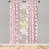 Ambesonne Feminine Curtains, Pattern of Lipstick Kiss Marks Woman Valentines Wedding Theme Illustration, Window Treatments 2 Panel Set for Living Room Bedroom, Pair of – 28″ x 84″, White Red