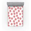 Ambesonne Feminine Fitted Sheet, Pattern with Red Lipstick Kiss Marks Woman Valentines Wedding Theme Illustration, Soft Decorative Fabric Bedding All-Round Elastic Pocket, Queen Size, Dark Coral White