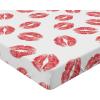 Ambesonne Feminine Fitted Sheet, Pattern with Red Lipstick Kiss Marks Woman Valentines Wedding Theme Illustration, Soft Decorative Fabric Bedding All-Round Elastic Pocket, Queen Size, Dark Coral White