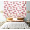 Ambesonne Feminine Tapestry, Pattern of Lipstick Kiss Marks Woman Valentines Wedding Theme Illustration, Fabric Wall Hanging Decor for Bedroom Living Room Dorm, 23″ X 28″, White Red(Brushed Microfiber Fabric)