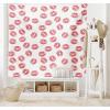 Ambesonne Feminine Tapestry, Pattern of Lipstick Kiss Marks Woman Valentines Wedding Theme Illustration, Fabric Wall Hanging Decor for Bedroom Living Room Dorm, 23″ X 28″, White Red(Brushed Microfiber Fabric)