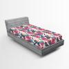 Ambesonne Floral Fitted Sheet, Watercolor Repeating Roses Valentine’s Day Theme Vintage Style Art, Decorative Soft Fabric Bedding All-Round Elastic Pocket, Queen Size, Dark Coral Fawn and Sepia(Dried Rose and Petrol Blue)
