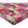 Ambesonne Floral Fitted Sheet, Watercolor Repeating Roses Valentine’s Day Theme Vintage Style Art, Decorative Soft Fabric Bedding All-Round Elastic Pocket, Queen Size, Dark Coral Fawn and Sepia(Pastel Pink and Reseda Green)