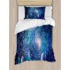 Ambesonne Heart Duvet Cover Sets, Repetitive Romantic Plaid Motif Hearts Valentines, Bedding Set with 2 Duvet Covers & 4 Pillowcases, 2 Pack King Size, Champagne Multicolor(Dark Sky Blue Multicolor)