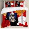 Ambesonne Heart Duvet Cover Sets, Repetitive Romantic Plaid Motif Hearts Valentines, Bedding Set with 2 Duvet Covers & 4 Pillowcases, 2 Pack King Size, Champagne Multicolor(Vermilion Multicolor)