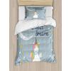 Ambesonne Heart Duvet Cover Sets, Repetitive Romantic Plaid Motif Hearts Valentines, Bedding Set with 2 Duvet Covers & 4 Pillowcases, 2 Pack King Size, Champagne Multicolor(Blue Grey Multicolor)