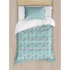 Ambesonne Heart Duvet Cover Sets, Repetitive Romantic Plaid Motif Hearts Valentines, Bedding Set with 2 Duvet Covers & 4 Pillowcases, 2 Pack King Size, Champagne Multicolor(Pale Seafoam Multicolor)