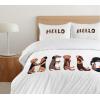Ambesonne I Love You More Duvet Cover Sets, Pink Rats with Tangled Tails Forming a Heart Valentines, Bedding Set with 2 Duvet Covers & 4 Pillowcases, 2 Pack Queen Size, Pale Pink Cocoa Yellow(Brown Caramel Taupe)