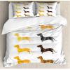 Ambesonne I Love You More Duvet Cover Sets, Pink Rats with Tangled Tails Forming a Heart Valentines, Bedding Set with 2 Duvet Covers & 4 Pillowcases, 2 Pack Queen Size, Pale Pink Cocoa Yellow(Marigold Black Orange)