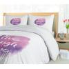 Ambesonne I Love You More Duvet Cover Sets, Pink Rats with Tangled Tails Forming a Heart Valentines, Bedding Set with 2 Duvet Covers & 4 Pillowcases, 2 Pack Queen Size, Pale Pink Cocoa Yellow(Purple Rose)