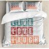 Ambesonne I Love You More Duvet Cover Sets, Pink Rats with Tangled Tails Forming a Heart Valentines, Bedding Set with 2 Duvet Covers & 4 Pillowcases, 2 Pack Queen Size, Pale Pink Cocoa Yellow(Teal Ruby Orange)