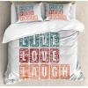 Ambesonne I Love You More Duvet Cover Sets, Pink Rats with Tangled Tails Forming a Heart Valentines, Bedding Set with 2 Duvet Covers & 4 Pillowcases, 2 Pack Queen Size, Pale Pink Cocoa Yellow(Teal Ruby Orange)