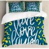 Ambesonne I Love You More Duvet Cover Sets, Pink Rats with Tangled Tails Forming a Heart Valentines, Bedding Set with 2 Duvet Covers & 4 Pillowcases, 2 Pack Queen Size, Pale Pink Cocoa Yellow(Violet Blue White Yellow)