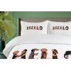 Ambesonne I Love You More Duvet Cover Sets, Pink Rats with Tangled Tails Forming a Heart Valentines, Bedding Set with 2 Duvet Covers & 4 Pillowcases, 2 Pack Queen Size, Pale Pink Cocoa Yellow(Brown Caramel Taupe)