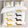 Ambesonne I Love You More Duvet Cover Sets, Pink Rats with Tangled Tails Forming a Heart Valentines, Bedding Set with 2 Duvet Covers & 4 Pillowcases, 2 Pack Queen Size, Pale Pink Cocoa Yellow(Marigold Black Orange)