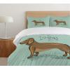 Ambesonne I Love You More Duvet Cover Sets, Pink Rats with Tangled Tails Forming a Heart Valentines, Bedding Set with 2 Duvet Covers & 4 Pillowcases, 2 Pack Queen Size, Pale Pink Cocoa Yellow(Turquoise Brown Black)
