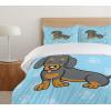 Ambesonne I Love You More Duvet Cover Sets, Pink Rats with Tangled Tails Forming a Heart Valentines, Bedding Set with 2 Duvet Covers & 4 Pillowcases, 2 Pack Queen Size, Pale Pink Cocoa Yellow(Blue Brown Dark Taupe)
