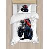Ambesonne I Love You More Duvet Cover Sets, Pink Rats with Tangled Tails Forming a Heart Valentines, Bedding Set with 2 Duvet Covers & 4 Pillowcases, 2 Pack Queen Size, Pale Pink Cocoa Yellow(Night Blue Red)