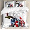 Ambesonne I Love You More Duvet Cover Sets, Pink Rats with Tangled Tails Forming a Heart Valentines, Bedding Set with 2 Duvet Covers & 4 Pillowcases, 2 Pack Queen Size, Pale Pink Cocoa Yellow(Blue Grey Red)