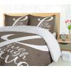 Ambesonne I Love You More Duvet Cover Sets, Pink Rats with Tangled Tails Forming a Heart Valentines, Bedding Set with 2 Duvet Covers & 4 Pillowcases, 2 Pack Queen Size, Pale Pink Cocoa Yellow(Brown White Pale Brown)