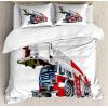 Ambesonne I Love You More Duvet Cover Sets, Pink Rats with Tangled Tails Forming a Heart Valentines, Bedding Set with 2 Duvet Covers & 4 Pillowcases, 2 Pack Queen Size, Pale Pink Cocoa Yellow(Blue Grey Red)