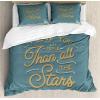 Ambesonne I Love You More Duvet Cover Sets, Pink Rats with Tangled Tails Forming a Heart Valentines, Bedding Set with 2 Duvet Covers & 4 Pillowcases, 2 Pack Queen Size, Pale Pink Cocoa Yellow(Slate Blue Amber)