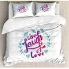 Ambesonne I Love You More Duvet Cover Sets, Pink Rats with Tangled Tails Forming a Heart Valentines, Bedding Set with 2 Duvet Covers & 4 Pillowcases, 2 Pack Queen Size, Pale Pink Cocoa Yellow(Violet Red Violet Blue)