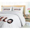 Ambesonne I Love You More Duvet Cover Sets, Pink Rats with Tangled Tails Forming a Heart Valentines, Bedding Set with 2 Duvet Covers & 4 Pillowcases, 2 Pack Queen Size, Pale Pink Cocoa Yellow(Brown Caramel Taupe)