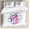 Ambesonne I Love You More Duvet Cover Sets, Pink Rats with Tangled Tails Forming a Heart Valentines, Bedding Set with 2 Duvet Covers & 4 Pillowcases, 2 Pack Queen Size, Pale Pink Cocoa Yellow(Violet Red Violet Blue)