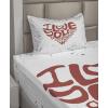 Ambesonne I Love You More Sheet Set, Pink Rats with Tangled Tails Forming a Heart Valentines, Fitted and Flat Sheet with Pillowcases Bedding Accent 4 Piece Set, Full, Pale Pink Cocoa Yellow(Rust Black White)