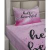 Ambesonne I Love You More Sheet Set, Pink Rats with Tangled Tails Forming a Heart Valentines, Fitted and Flat Sheet with Pillowcases Bedding Accent 4 Piece Set, Full, Pale Pink Cocoa Yellow(Lilac Magenta Black)