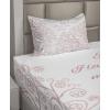 Ambesonne I Love You More Sheet Set, Pink Rats with Tangled Tails Forming a Heart Valentines, Fitted and Flat Sheet with Pillowcases Bedding Accent 4 Piece Set, Full, Pale Pink Cocoa Yellow(Blush White)
