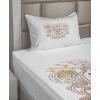 Ambesonne I Love You More Sheet Set, Pink Rats with Tangled Tails Forming a Heart Valentines, Fitted and Flat Sheet with Pillowcases Bedding Accent 4 Piece Set, Full, Pale Pink Cocoa Yellow(Peach Blush Brown)