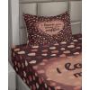Ambesonne I Love You More Sheet Set, Pink Rats with Tangled Tails Forming a Heart Valentines, Fitted and Flat Sheet with Pillowcases Bedding Accent 4 Piece Set, Full, Pale Pink Cocoa Yellow(Coral Peach Brown)