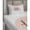 Ambesonne I Love You More Sheet Set, Pink Rats with Tangled Tails Forming a Heart Valentines, Fitted and Flat Sheet with Pillowcases Bedding Accent 4 Piece Set, Full, Pale Pink Cocoa Yellow(Blush Black White)