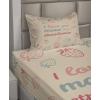 Ambesonne I Love You More Sheet Set, Pink Rats with Tangled Tails Forming a Heart Valentines, Fitted and Flat Sheet with Pillowcases Bedding Accent 4 Piece Set, Full, Pale Pink Cocoa Yellow(Sand Brown Slate Blue)