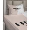 Ambesonne I Love You More Sheet Set, Pink Rats with Tangled Tails Forming a Heart Valentines, Fitted and Flat Sheet with Pillowcases Bedding Accent 4 Piece Set, Full, Pale Pink Cocoa Yellow(Coral White Black)