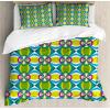 Ambesonne Valentine Duvet Cover Set, Big Little Heart Motifs on Colorful Background with Dots Romance Love Theme, Decorative 3 Piece Bedding Set with 2 Pillow Shams, Queen Size, Pink Green(Lime Green Blue)
